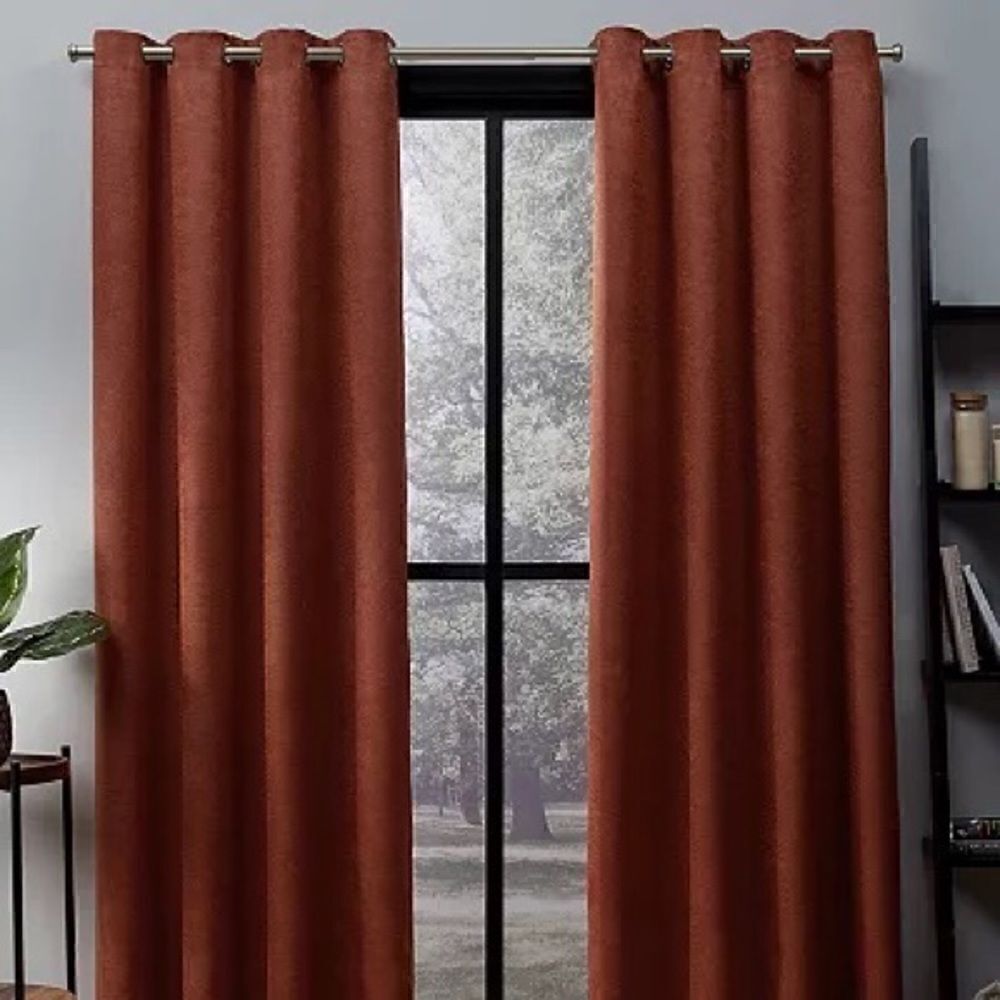 NEW Exclusive Home 2 Pack Oxford Textured Sateen Woven Blackout Window Curtains